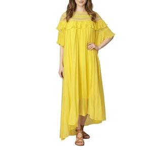 # A012   Romantic yellow pleated ruffle  fairycore dress by N By Nancy